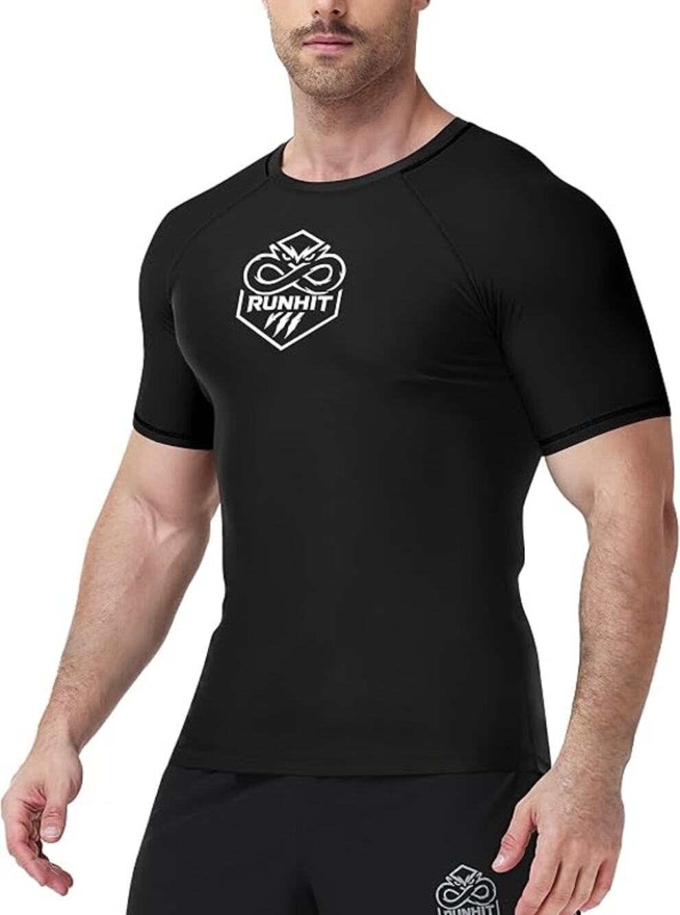 Compression Shirts Short Sleeve for Wrestling Sports Base Layer UPF 50+ Black